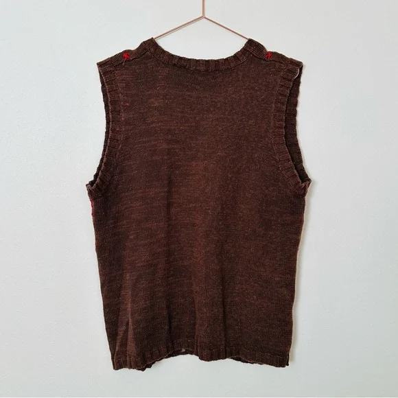 Vintage White Stag Brown Knit Animal Patterns Vest - Picture 9 of 9
